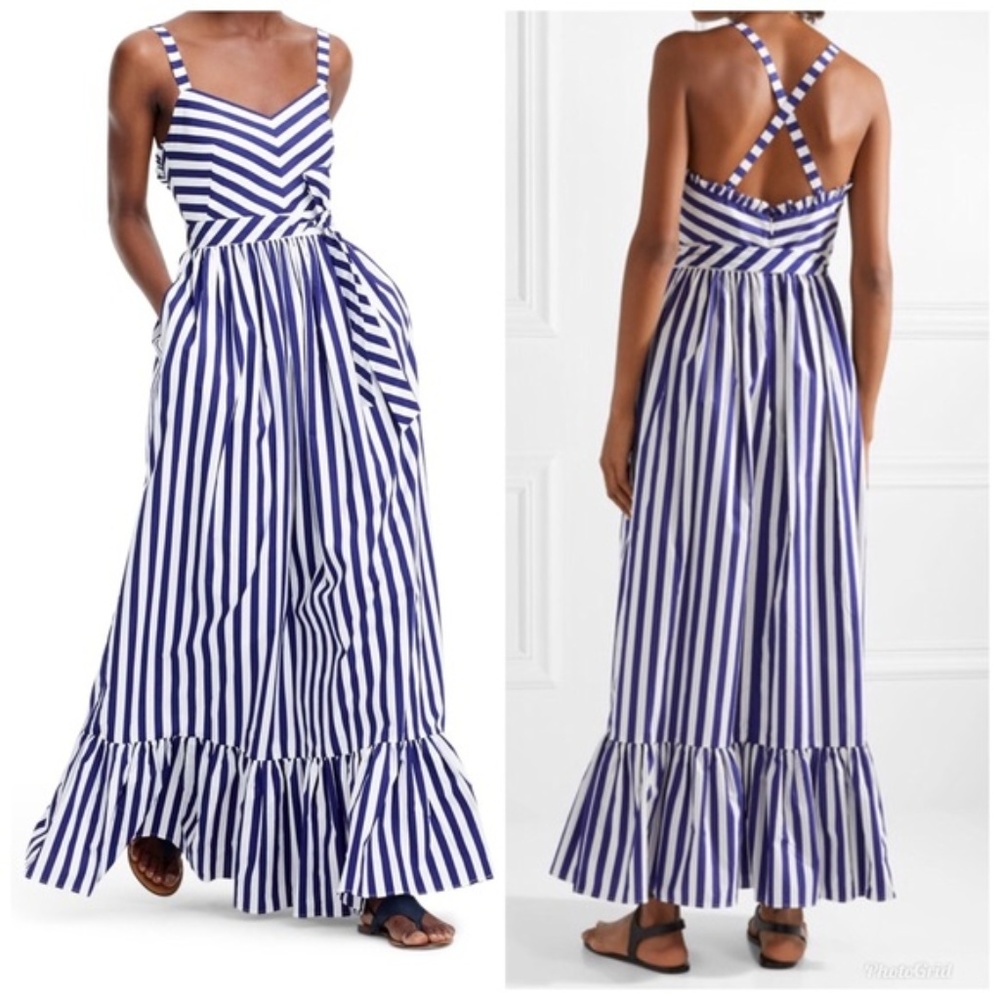 NWOT - J. Crew Striped ruffle maxi dress